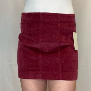 Jolt Women's Short Cord Corduroy Mini Skirt 11 30 Red Maroon Merlot Wine Zipper